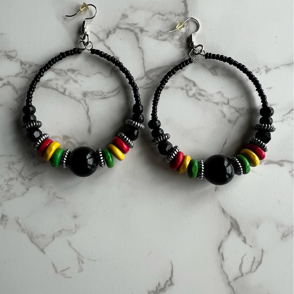 Colorful Beaded Hoop Earrings